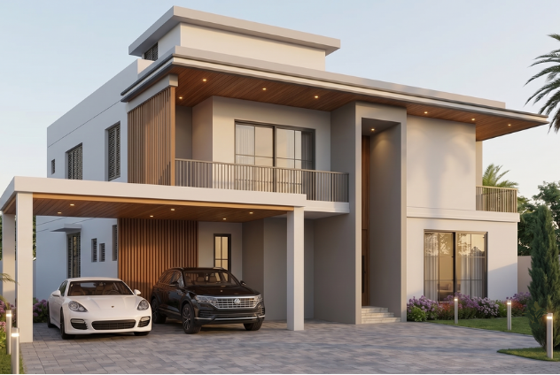 Architectural detail of a residential building exterior